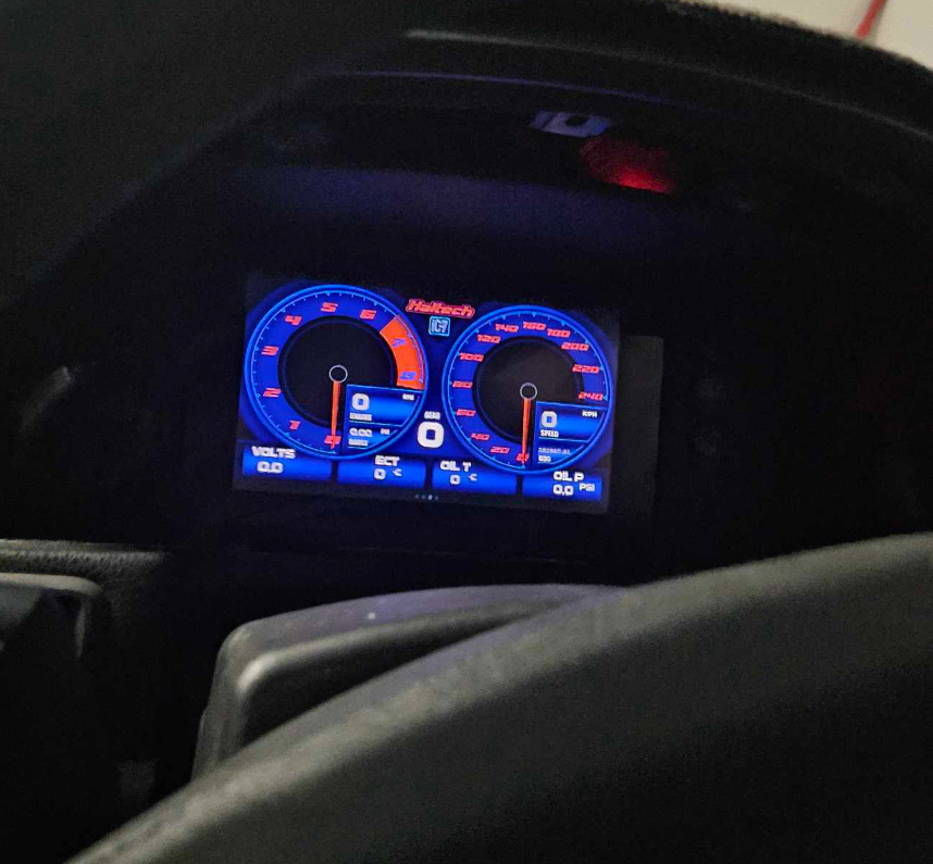 Haltech inspired ic7 blue Digital dash layout for power tune  with customizable text