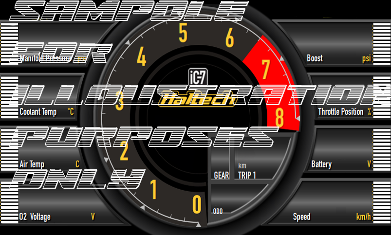 Haltech inspired ic7 digital dash  Powertune customizable text 8k and 9k rpm variants